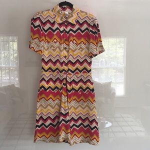 Diane Von Furstenburg Chevron Mod Dress Sz 8